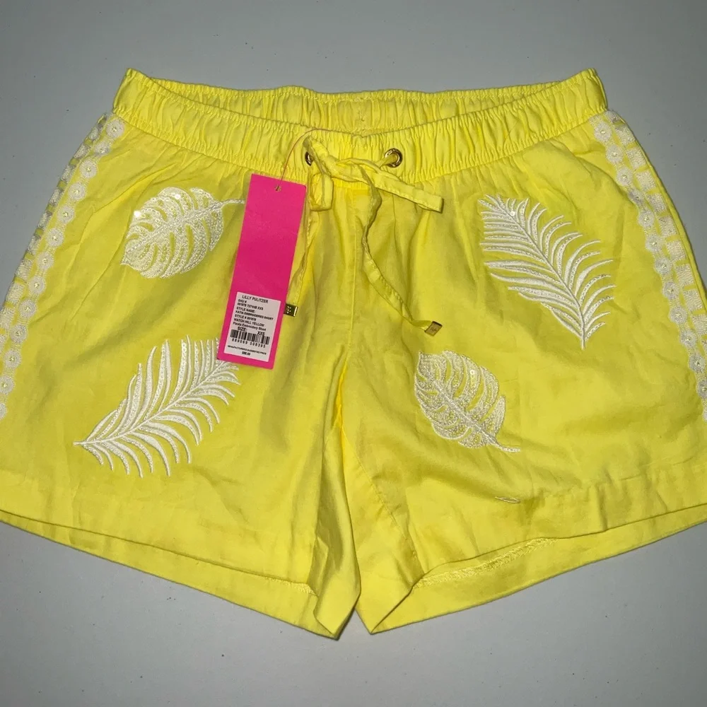 Lilly Pulitzer NWT 5" Katia Emb Shorts Watch Hill Yellow Fiesta Size XXS - Picture 4 of 16